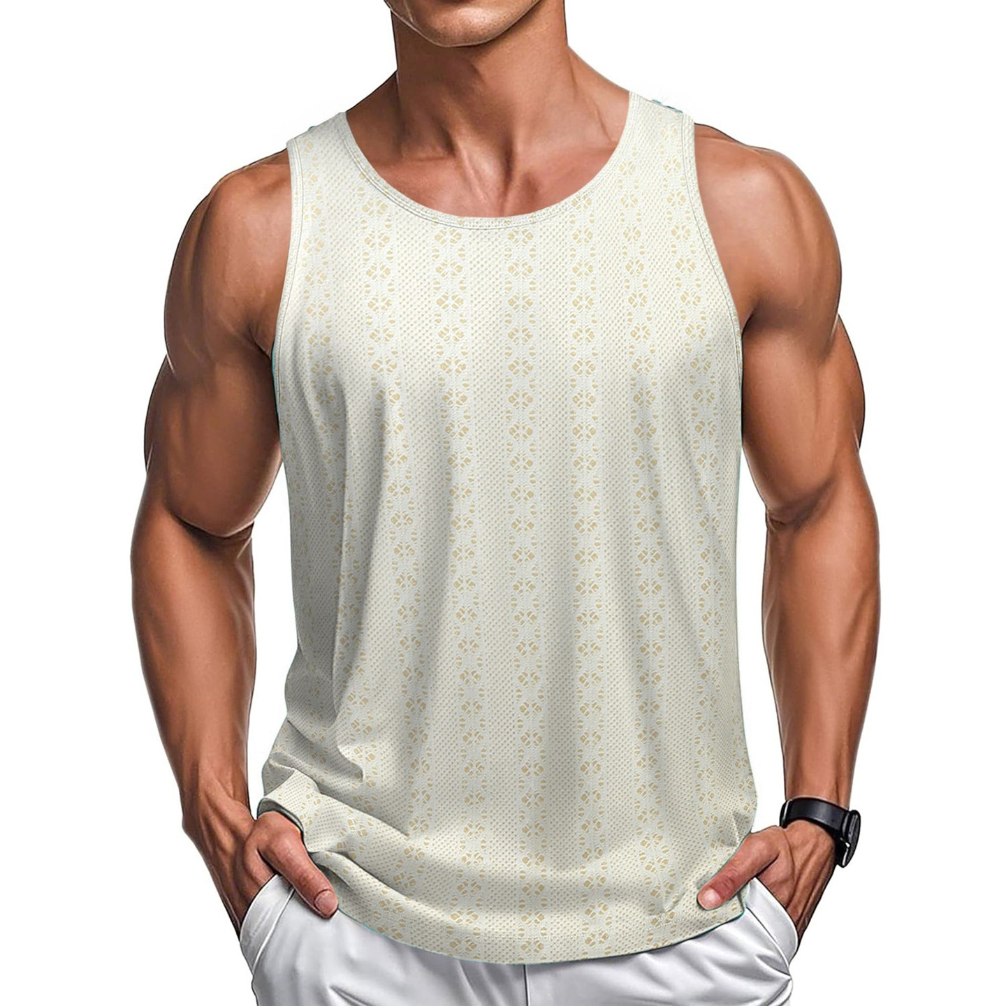 Men's vest2026夏季沙滩度假背心男欧美性感镂空运动休闲打底上衣