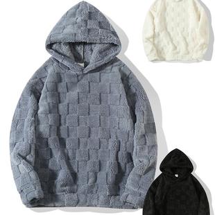 2025秋冬外贸新款纯色连帽卫衣男摇粒绒保暖大码上衣Men hoodies