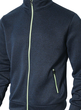 2025秋冬男士卫衣运动休闲立领纯色开衫外套Men's sports jacket