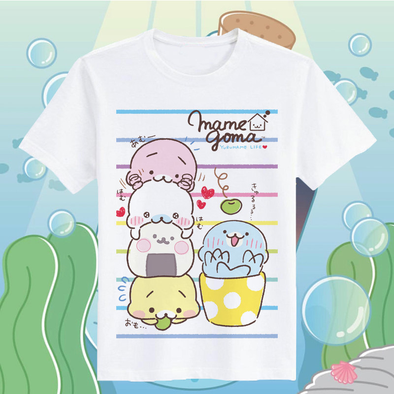 可爱儿童亲子装小海豹宝宝团子mamegoma海豹寶寶短袖t恤衫上衣服