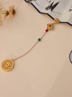 古法五福圆满保色压襟饰品挂饰挂件重视棋牌胸针吊坠手工配饰