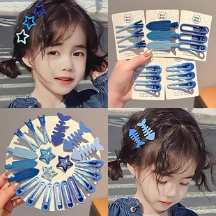 刘海女生蓝色发卡发夹夹子碎渐变侧边发卡宝宝儿童子鸭嘴边夹头饰