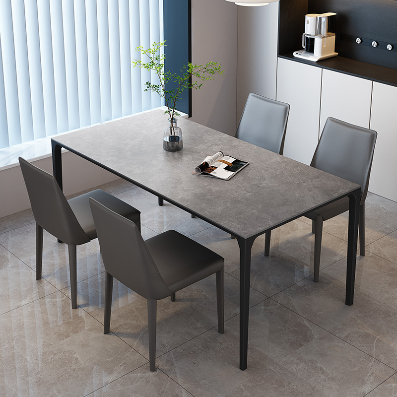 餐桌岩板小户型铝合金轻奢