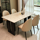 轻奢大理石餐桌长方形现代简约高级感天然微晶石奢石小户型饭桌