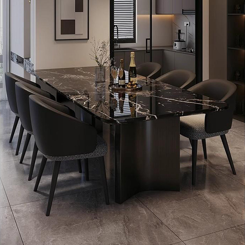 轻奢大理石餐桌现代简约长方形家用奥利奥灰饭桌2024新款高级感,住宅家具,大理石餐桌,淘宝优惠券,粉丝福利购,淘宝优惠卷