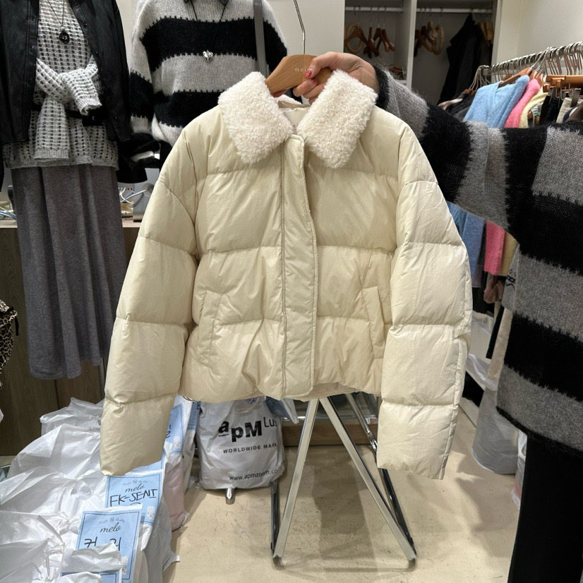 MELO韩国直邮东大门正品代购 2025秋冬新款短款翻领羽绒服鸭绒女