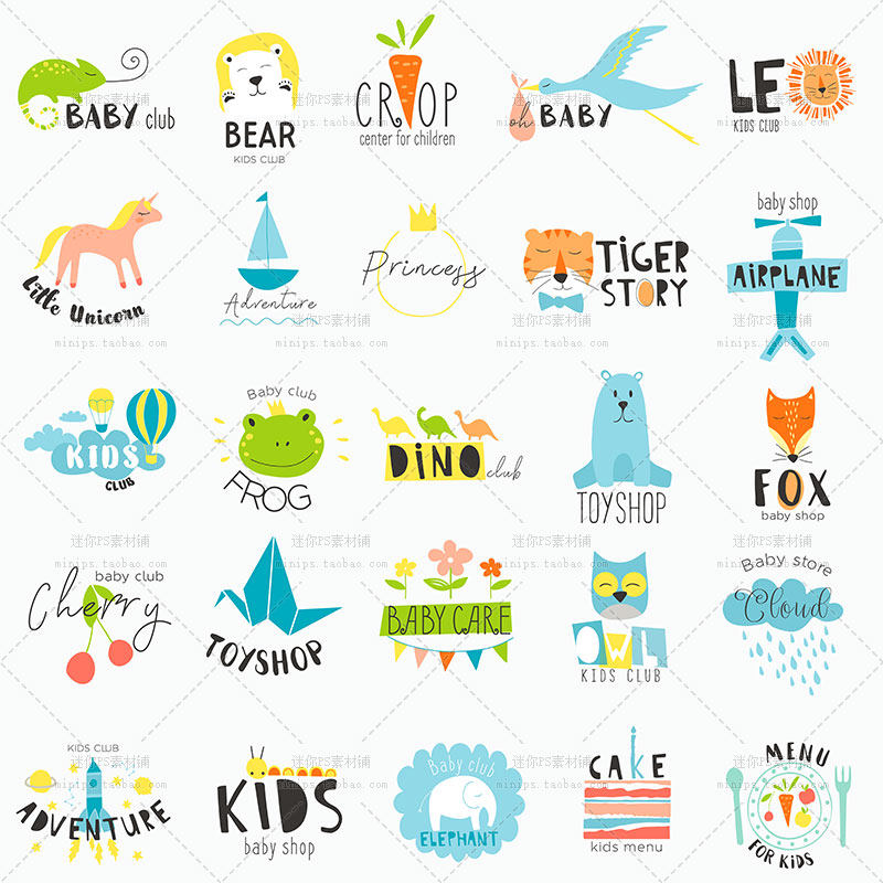 35号卡通动物母婴宝宝幼儿微店logo防盗水印头像psd设计模板素材