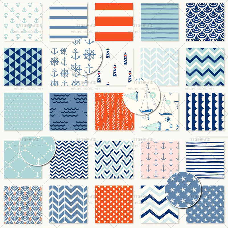 海洋波纹无缝拼接图案花型卡通夏天海报背景印刷广告设计素材矢量