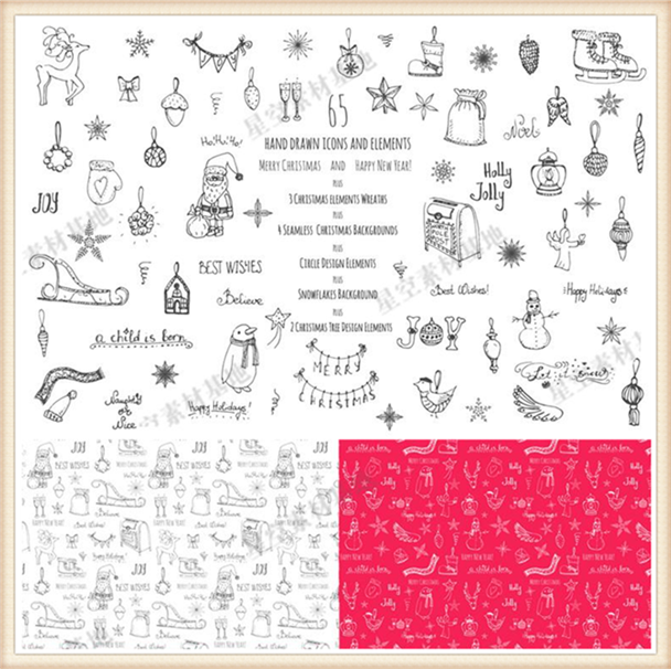 手绘卡通可爱圣诞节鹿雪花挂件饰品小图标 png免扣设计素材