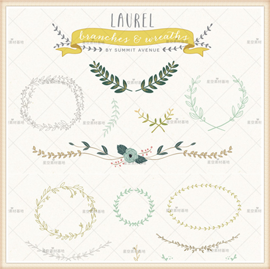 png免扣唯美森系小清新简约线条花环藤条边框 eps矢量设计素材42