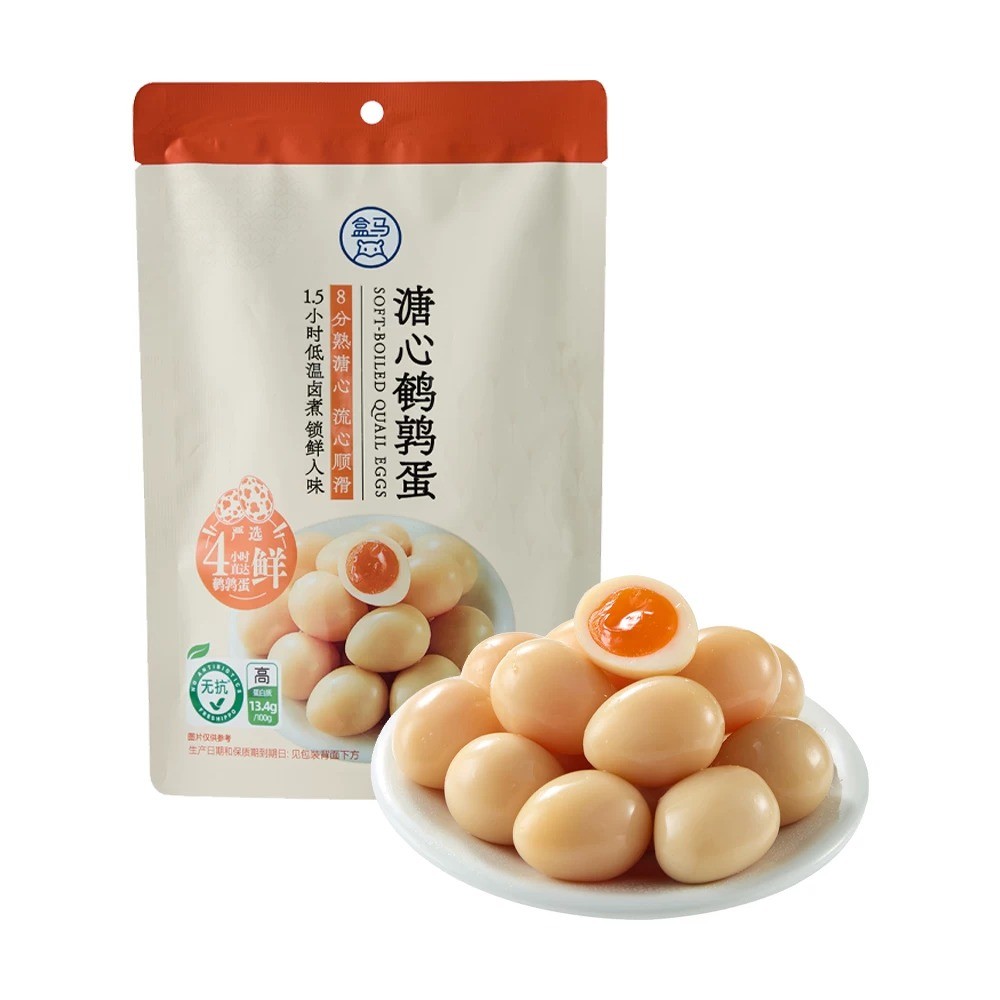 盒马代购溏心鹌鹑蛋150g原味8分熟蛋白滑嫩蛋黄流心方便独立包装图片