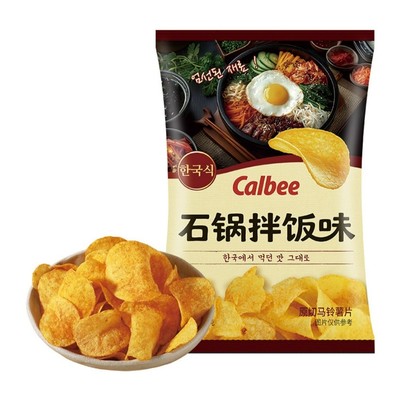 盒马代购Calbee/卡乐比石锅拌饭味原切马铃薯片52g经典甜辣风味