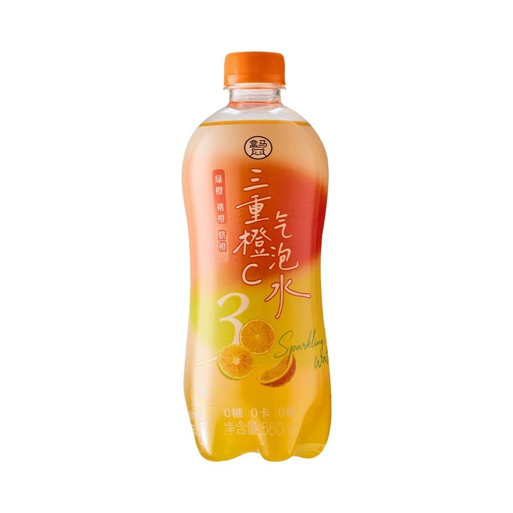 盒马代购三重橙C气泡水560ml果香四溢含气不含糖0脂0卡可DIY特调图片
