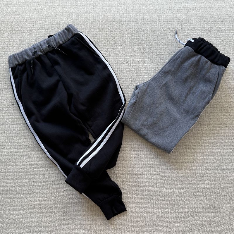 120-170码 外贸春秋男女儿童宽松拉绒薄绒长裤子休闲运动裤