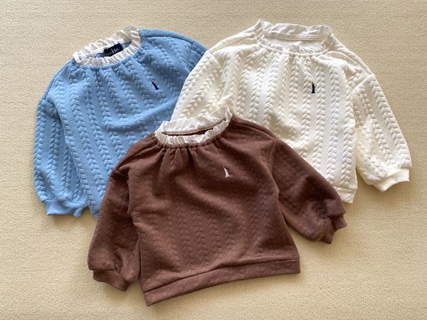 春秋冬女童纯棉空气层花边卫衣