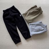 外贸潮牌秋冬男女儿童宽松运动单面绒拉绒加绒休闲长裤 120 160码