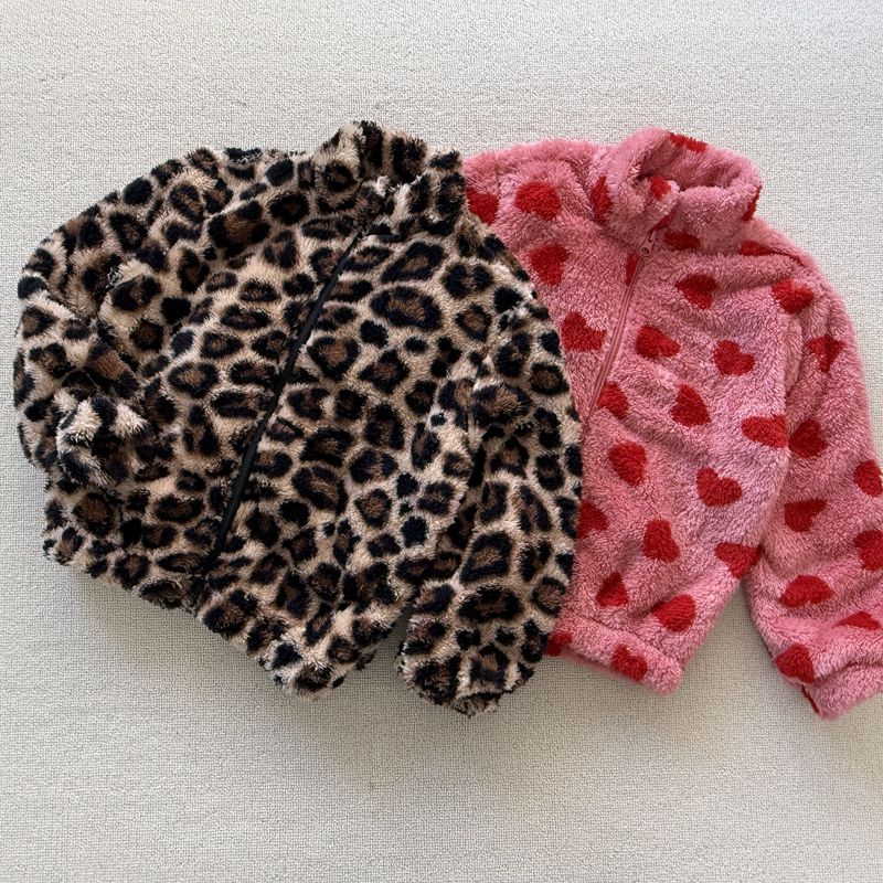 110-140码 外贸日单潮牌女童儿童拉链柔软珊瑚绒卫衣外套