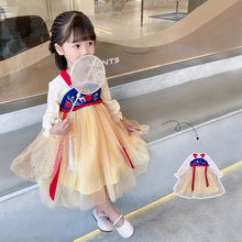 女童春款汉服连衣裙2025春装新款中国风公主裙女宝宝春秋儿童纱裙