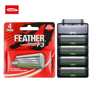 【官方授权】羽毛/FEATHER刀片 刮胡刀头日本进口F3替换刀片 4枚