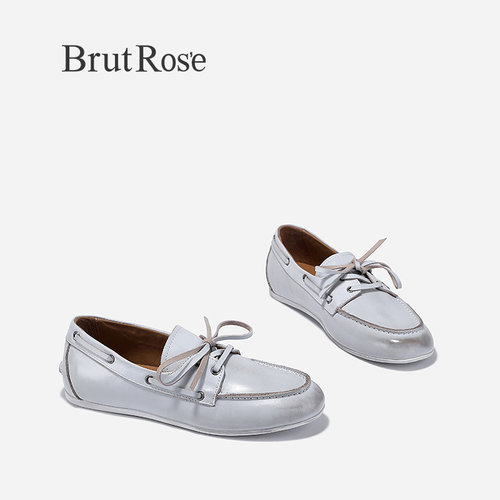 BrutRose2024春季新款平底复古小皮鞋女牛皮时尚单鞋软底脏脏鞋子