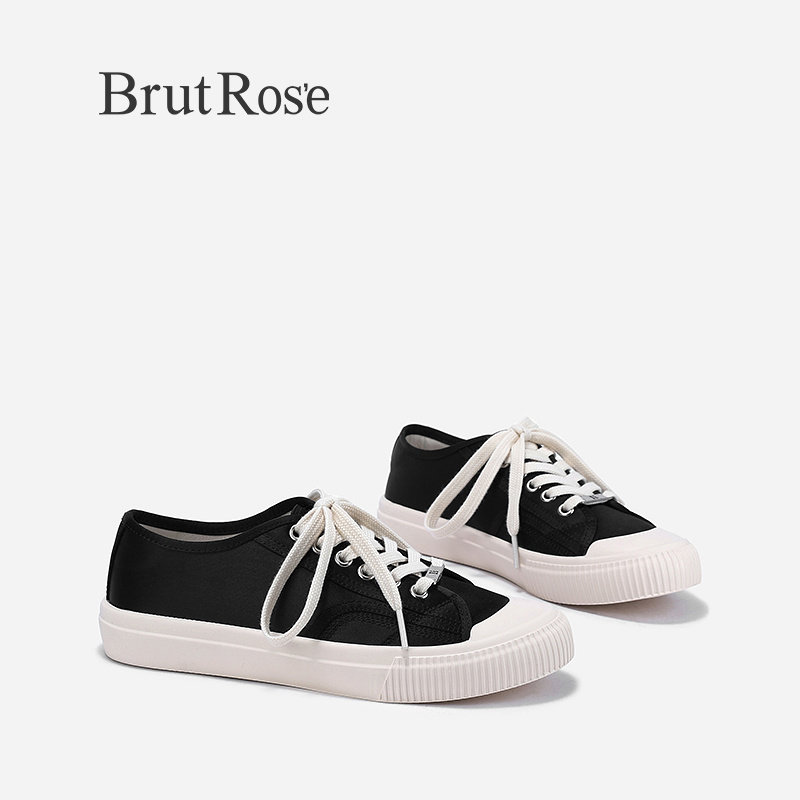 BrutRose2023早秋新款平底显脚小板鞋女透气流行休闲鞋显瘦帆布鞋
