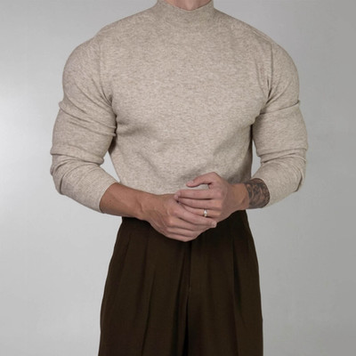 港味复古chic半高领针织衫男秋冬