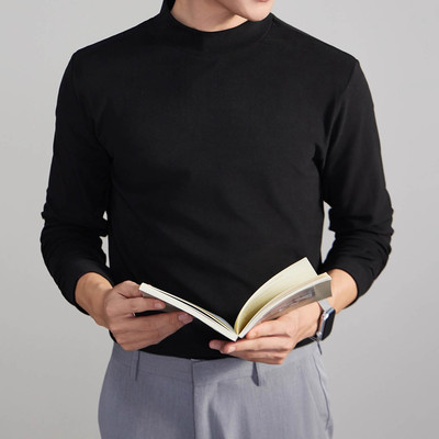 半高领打底衫男秋冬季双面德绒