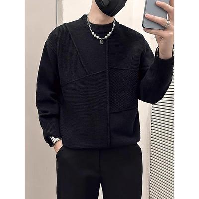 轻奢设计感黑色毛衣男秋冬季