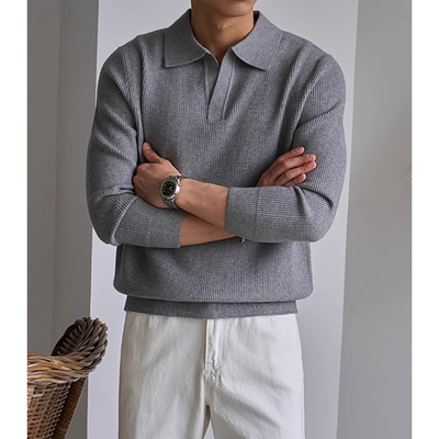 美式重磅V领针织衫套头毛衣