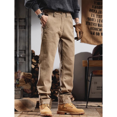 春秋季纯棉直筒裤子宽松工装长裤