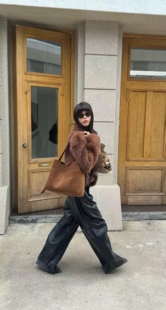 朵朵女包新款高级感美拉德磨砂牛皮大容量托特包通勤斜挎单肩包潮