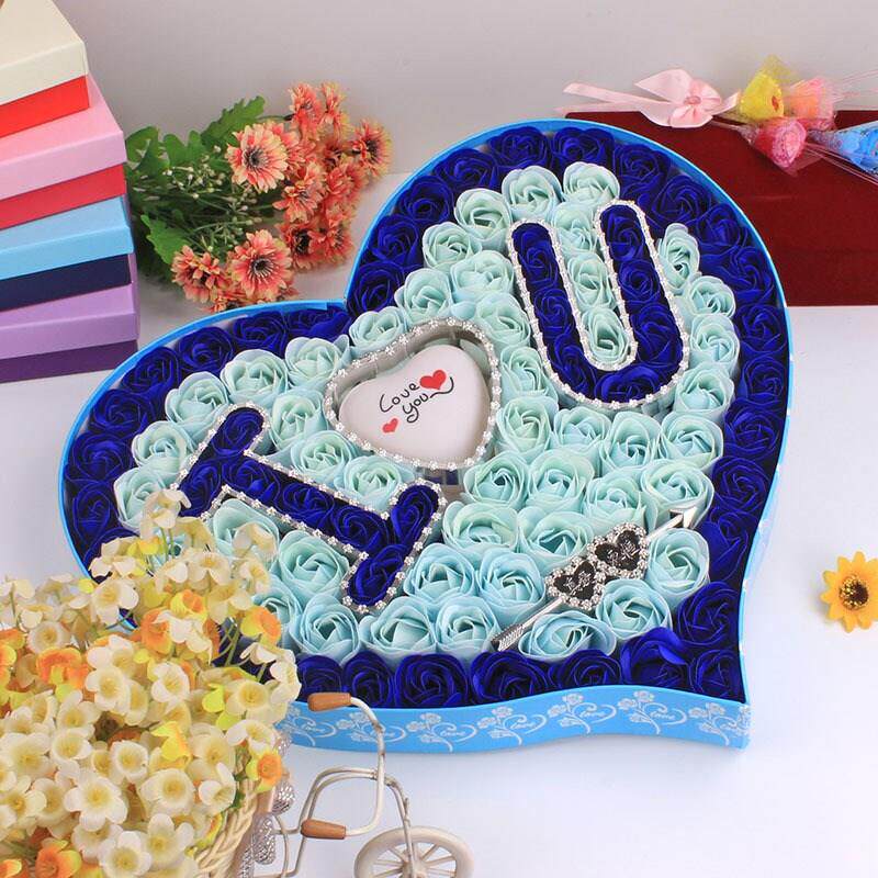 心形玫瑰香皂花礼盒创意圣诞节礼品生日礼物送女友表白手工肥皂花