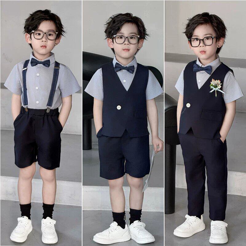 男童西装套装夏季男孩小主持人礼服六一儿童演出服钢琴走秀表演服