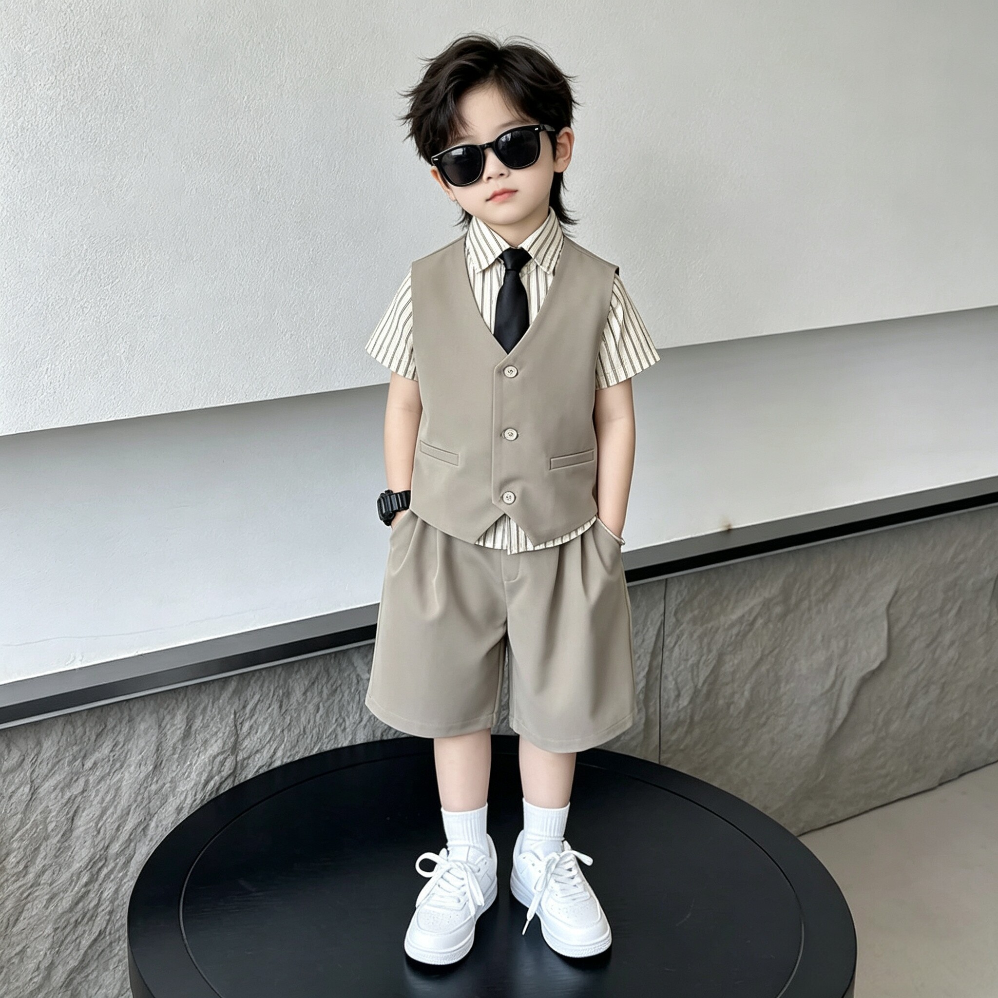高级感男童西装套装儿童主持人礼服帅气小男孩西服婚礼花童演出服