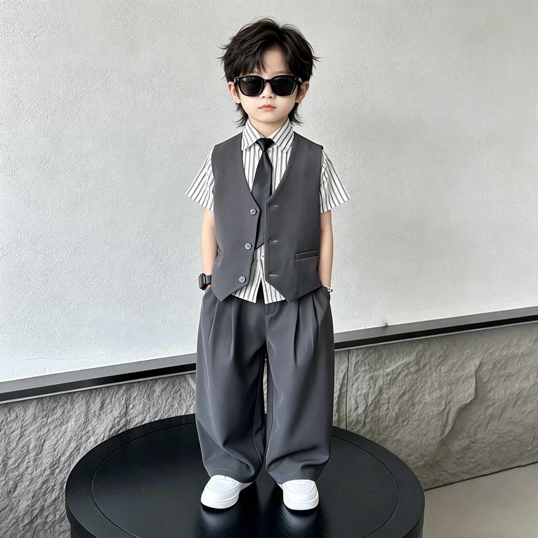 男童西装套装夏季高级感男孩休闲西服儿童生日钢琴演出服花童礼服