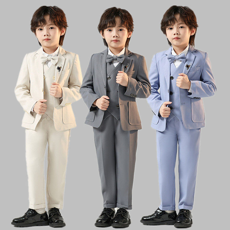 男童西装礼服秋冬季新款英伦纯色小西服男童钢琴主持活动演出衣服