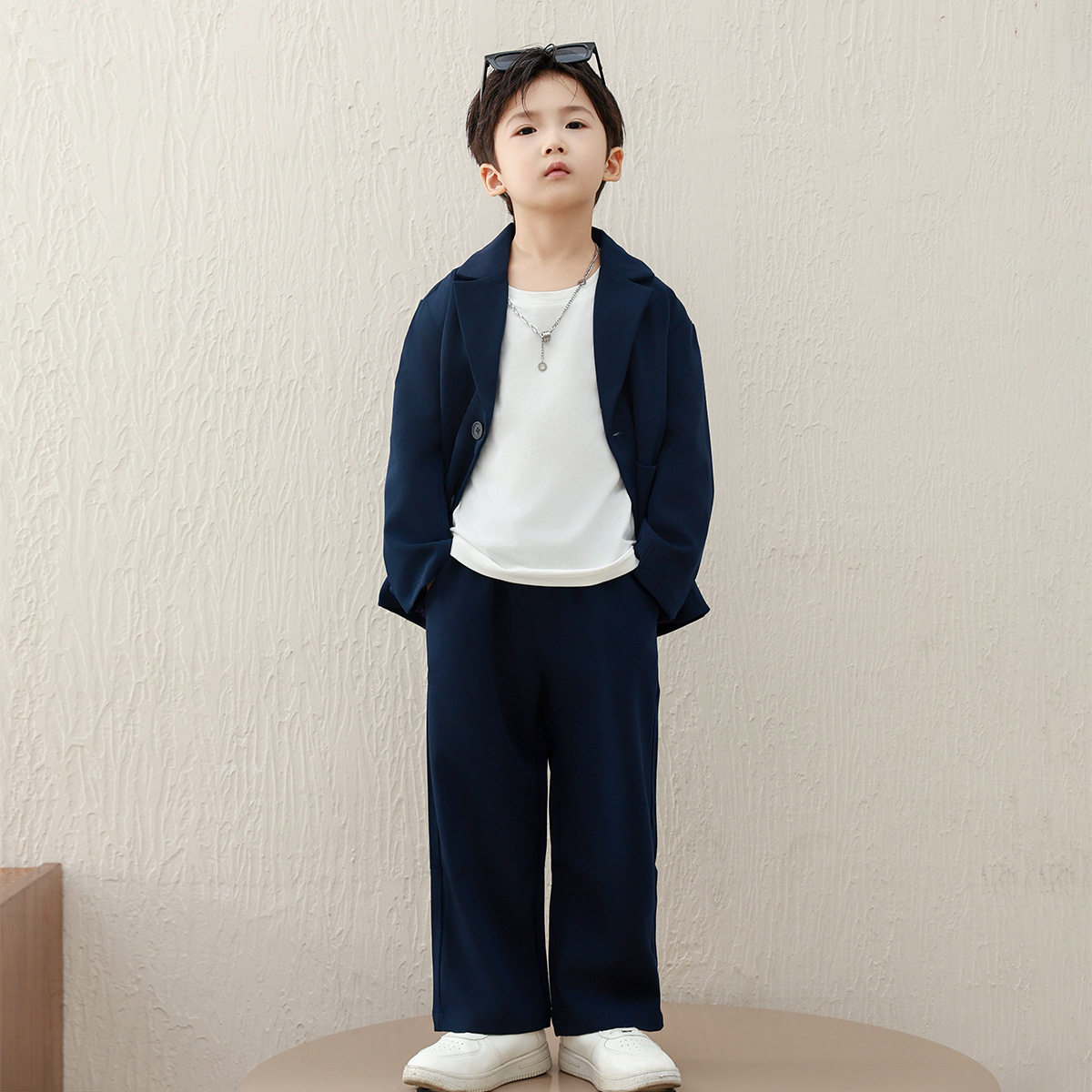 儿童休闲西服时髦洋气男童走秀演出服春秋款花童礼服男孩西装套装