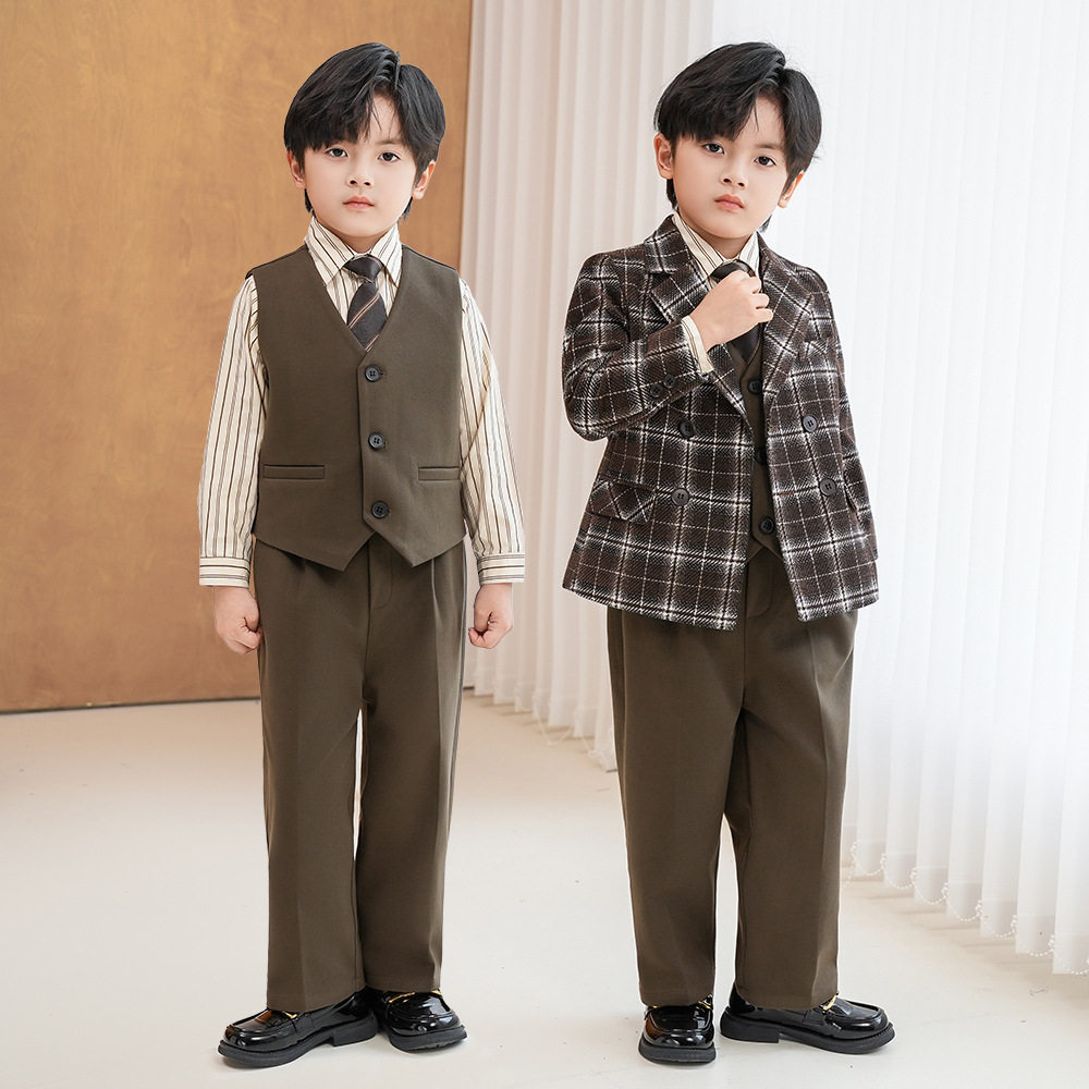 儿童西装外套秋款英伦格子小西服西服/小西装