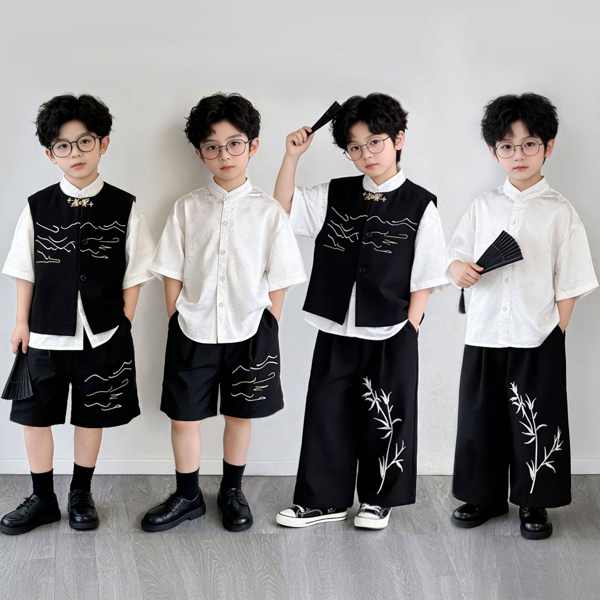 2026新款新中式男童套装国风夏装男孩汉服古装中大童儿童唐装礼服