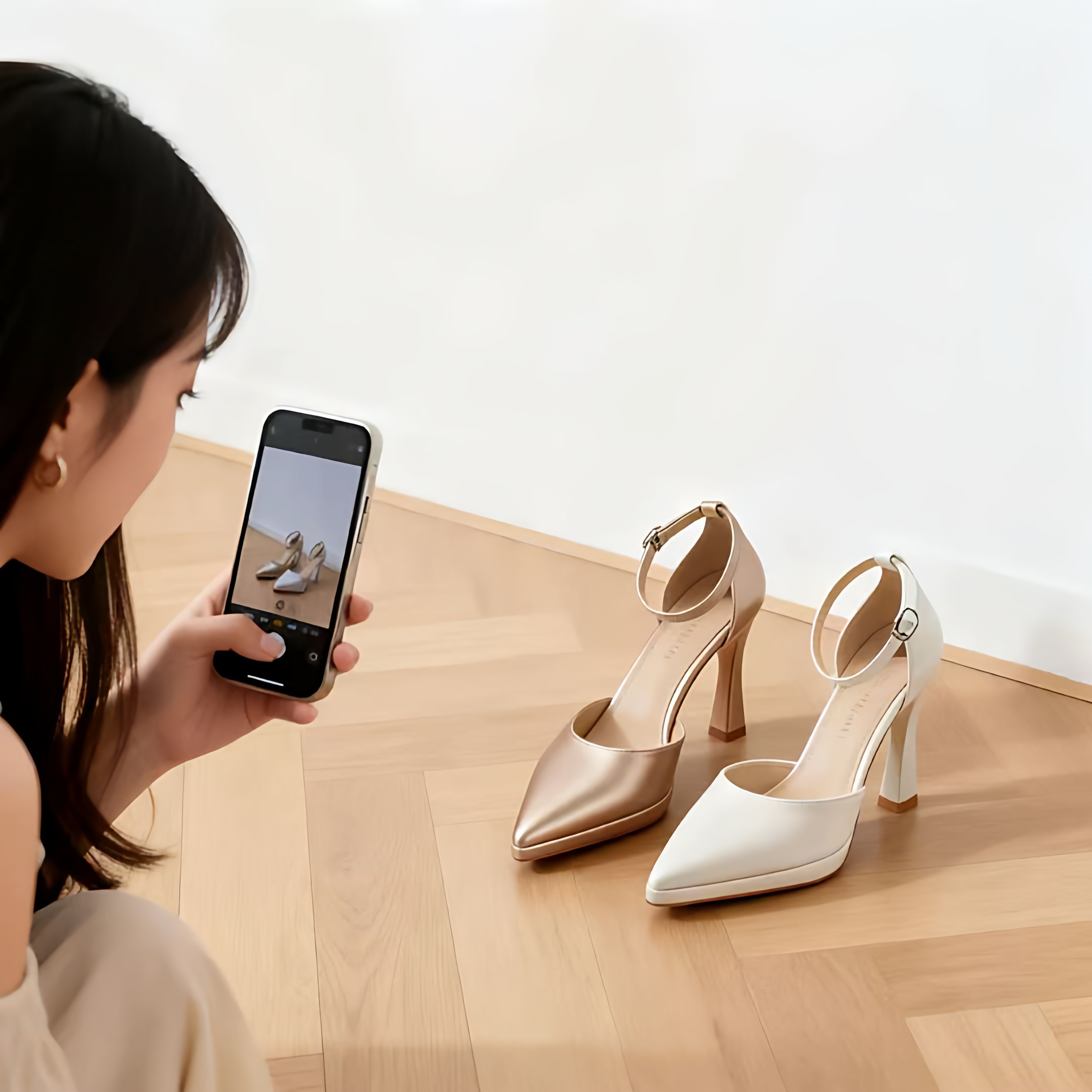 巨舒适百搭不累脚高跟中空鞋新款夏季尖头时尚粗跟百搭凉鞋女外穿