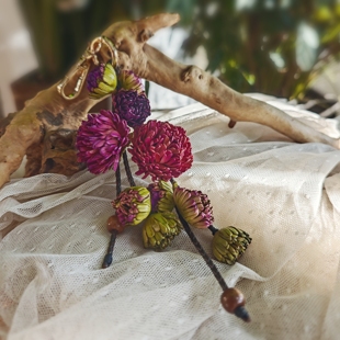 蓟。芳圃整体牛皮纯手工原创仿真花朵包挂件项链多用礼物个性艺术