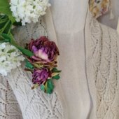 枯玫瑰 芳圃原创纯牛皮手工仿真立体花胸针挂件多用包挂装 饰礼物