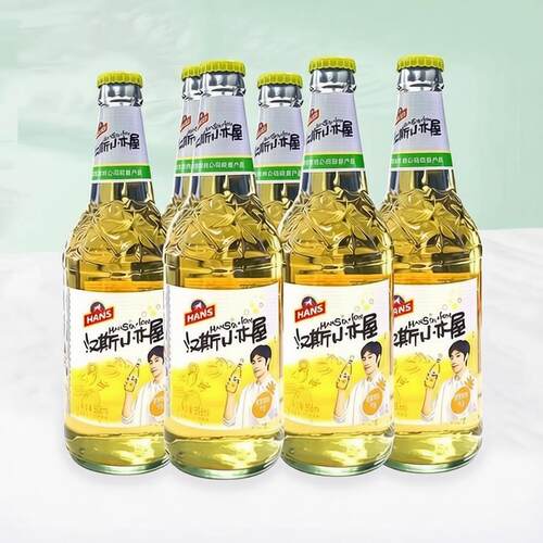 陕西特产正宗汉斯小木屋整箱玻璃瓶508ml*6瓶菠萝啤含气碳酸果啤