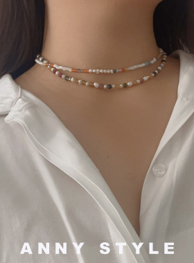 anna天然珠多巴胺石头女彩色项链