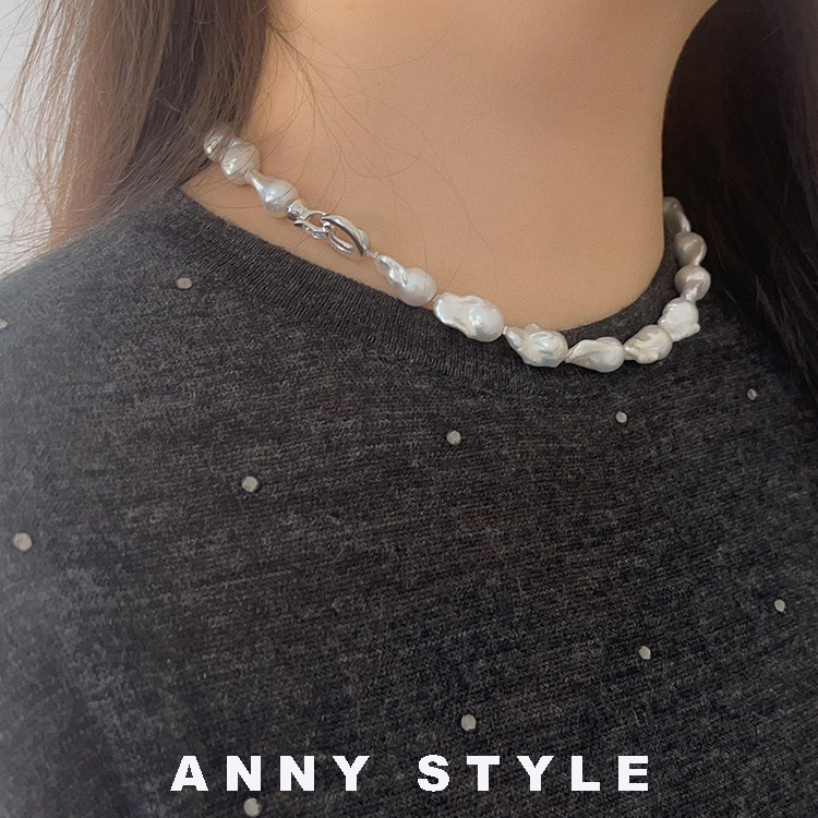 anna手工天然强光大巴洛克异形不规则休闲百搭锁骨毛衣珍珠项链女