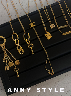 anna黄铜吊坠镶钻凯旋门项链