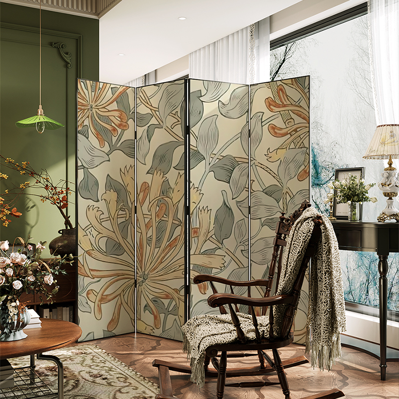 南洋复古植物屏风隔断客厅卧室玄关装饰遮挡可折叠移动高级感折屏