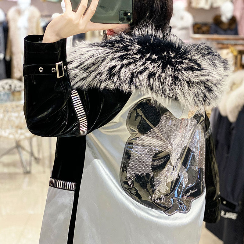 新大富豪皮草冬新款鐳射免洗熊貓水鑽獺兔內膽貉子毛領派克服潮牌在類目 女裝/女士精品, 皮草中 - 來自Buy2taobao.com提供專業的淘寶代購服務