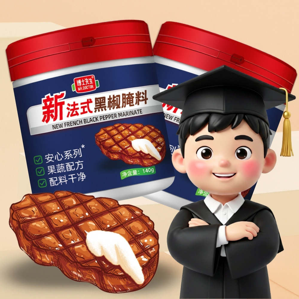 博士先生无添加法式黑椒牛排腌料 儿童牛肉腌制料 烧烤调料旗舰店