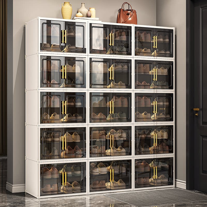 鞋柜收纳柜一体靠墙透明鞋盒2026新款家用门口多层入户超大鞋架子